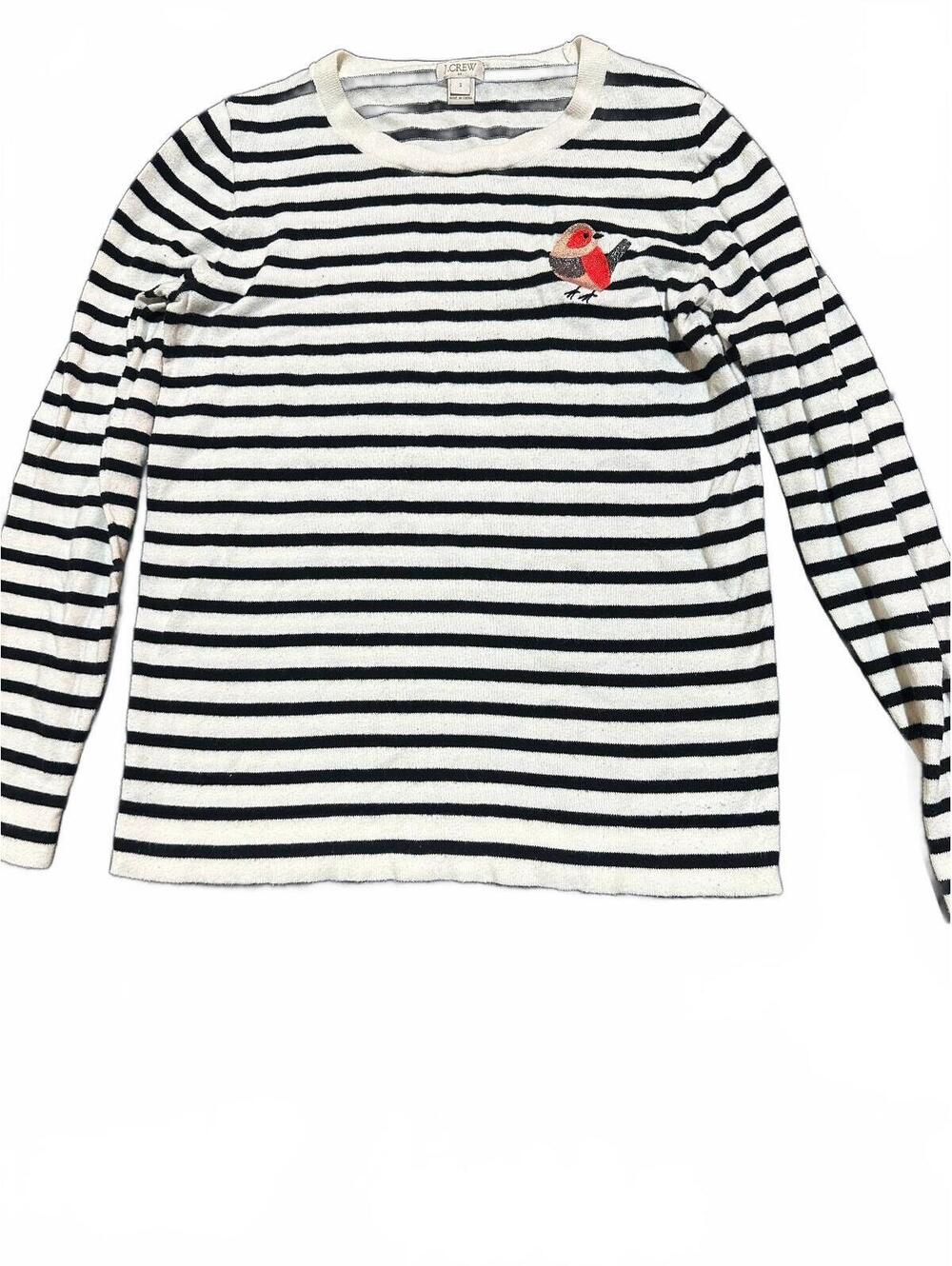 J.Crew Bird Teddie Striped Cotton Sweater S